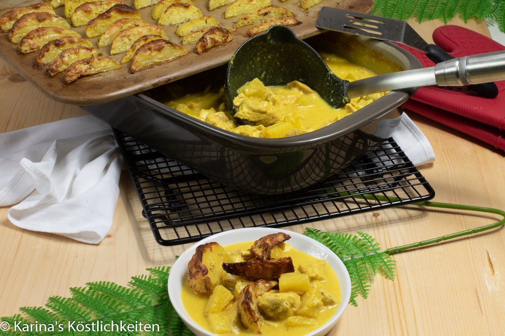 Hähnchen-Curry mit Potato Wedges im Grundset Pampered Chef Rezept